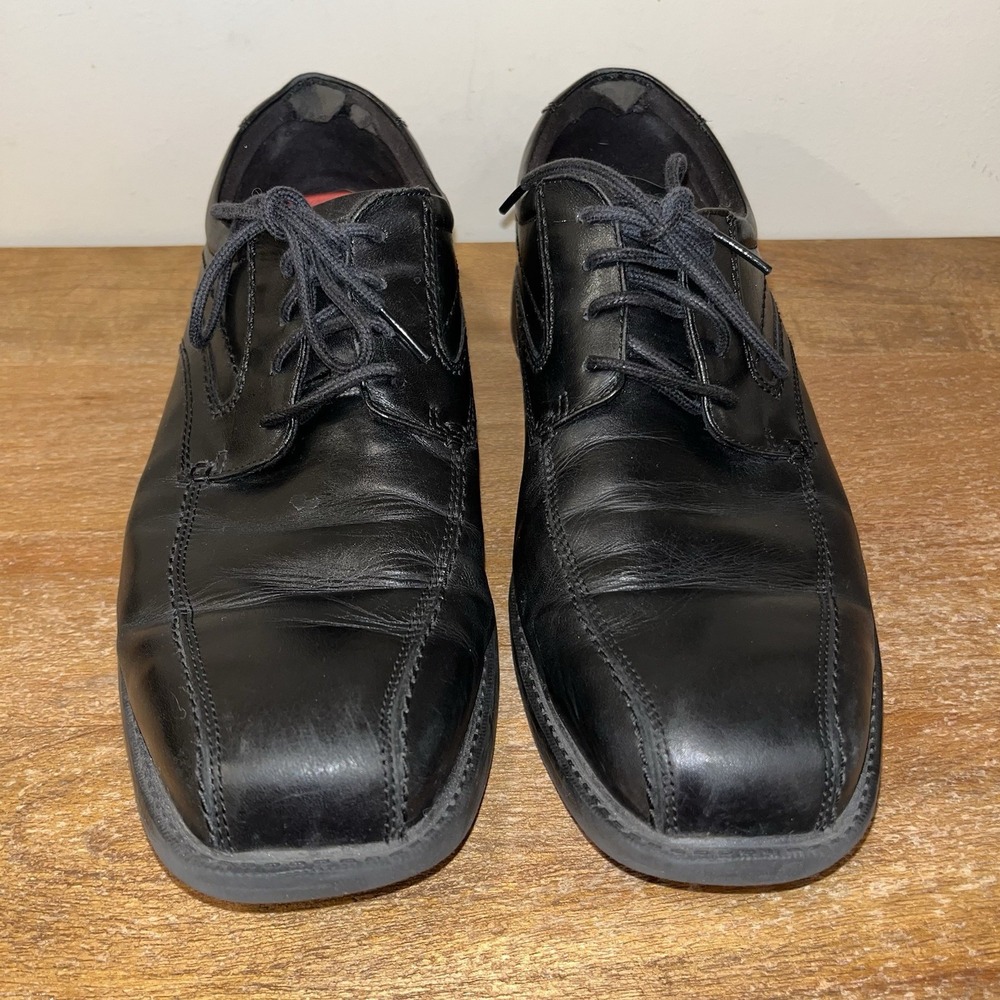 Rockport Margin Oxford Mens 11W Black Leather Dress Shoes Comfort Pls Read - Picture 2 of 12